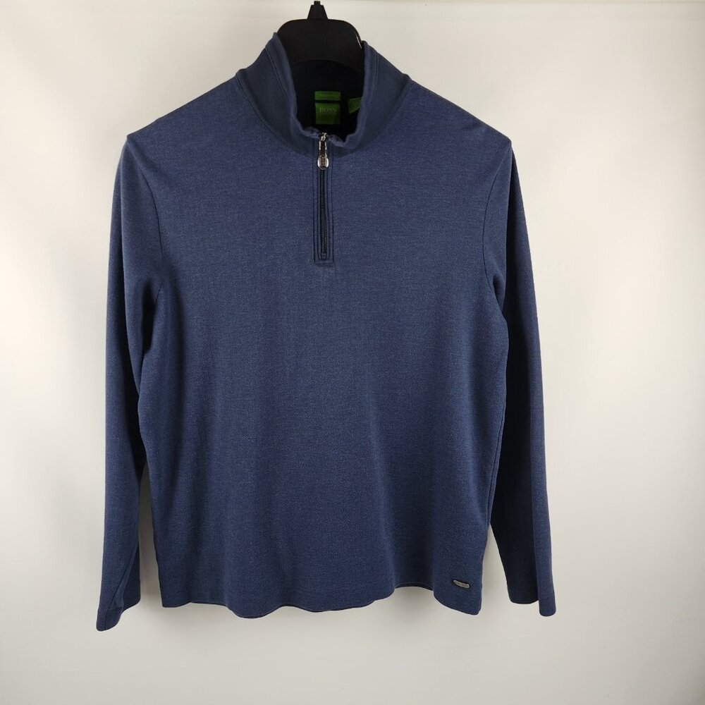 Hugo Boss Pullover Mens XL Blue L/S Modern Fit 1/4 Zip